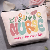 Polycotton Custom Canvas Stroage Bags,  Metal Zipper Pouches, Rectangle with Word Nurse, Word, 18x25cm