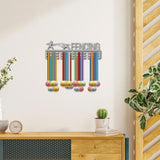 Fashion Iron Medal Hanger Holder Display Wall Rack, 3 Lines, with Screws, Fence Pattern, 150x400mm