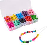 Dyed Eco-Friendly Wood Beads Sets, Round, Mixed Color, 7x6mm, Hole: 2mm, about 340~350pcs/box