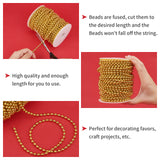Handmade Resin Imitation Pearl Beaded Chains, with Cotton Thread, Ball Chain, Unwelded, with Spool, Round, Gold, 4mm, 40m/roll