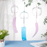 3Pcs 3 Style Glass Wind Chimes, Small Wind Bells with Paper Card, Suncatcher for Garden Window Party Hanging Decors, Mixed Patterns, 365~400mm, Ball: 62~77x55~66mm, 1pc/style