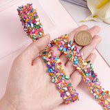 1M Hotfix Rhinestone Tape, with Dyed Tumbled Gemstone Chips, for Costume Accessories, Belt Decoration, Colorful, 20x4~5mm
