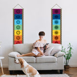 Polyester Wall Hanging Tapestry, for Bedroom Living Room Decoration, Rectangle, Chakra, 1160x330mm, 2pcs/set