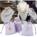 Faux Suede Packing Pouches, Drawstring Bags, Lavender, 9.6x8cm