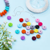 150Pcs 15 Style Food Grade Eco-Friendly Silicone Abacus Beads, Chewing Beads For Teethers, DIY Nursing Necklaces Making, Mixed Color, 11.5~12x6.5mm, Hole: 2mm, 10pcs/style