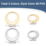100Pcs 2 Colors 304 Stainless Steel Linking Rings, Golden & Stainless Steel Color, 10x1mm, 50pcs/color