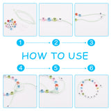 DIY Greek Alphabet Bead Stretch Bracelets Making Kits, Include Flat Round Acrylic Beads and Clear Elastic Crystal Thread, Mixed Color, Beads: 7x4mm, hole: 1.5mm, 400pcs/set, Thread: 0.6mm in diameter, 15m/roll, 1roll/set