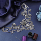 Hotfix Rhinestone, Brass on Patches, for Wedding Theme Dress Shoes Garment Decoration, Flower, Crystal, 200x143x4.5mm