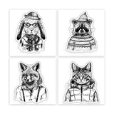 4Pcs 4 Styles PVC Stamp, for DIY Scrapbooking, Animals, 55x55mm, 1pc/style