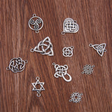 Alloy Knot Pendants and Links Set, Mix Shapes, Antique Silver, 60pcs/set