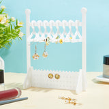 Acrylic Earrings Display Hanger, Clothes Hangers Shaped Earring Studs Organizer Holder, with 8Pcs Mini Hangers, White, Finish Product: 6x12x15.5cm, about 11pcs/set