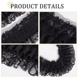 5 Yards 3-Layer Pleated Polyester Chiffon Lace Trim, for Costume Decoration, Black, 4 inch(100mm)