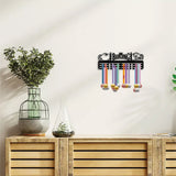 Fashion Iron Medal Hanger Holder Display Wall Rack, 3-Line, with Screws, Black, Boxing, Word, 150x400mm, Hole: 5mm