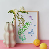 1Pc PET Hollow Out Drawing Painting Stencils, with 1Pc Art Paint Brushes, for DIY Scrapbook, Photo Album, Bird, 300x300mm