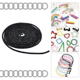 5M PVC Tubular Synthetic Rubber Cord, Hollow Pipe, with Resin Rhinestone, Black, 5~6mm, Hole: 2mm