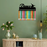 Iron Medal Holder Frame, Medals Display Hanger Rack, 14 Hooks, with Screws, Dancer Pattern, 96x290mm