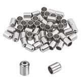 Stainless Steel Cord Ends, End Caps, Column, Stainless Steel Color, 6.5x5mm, Hole: 1mm, 4mm inner diameter, 50pcs/box