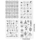 4 Sheets 4 Styles Divination Theme PVC Plastic Stamps, for DIY Scrapbooking, Photo Album Decorative, Cards Making, Stamp Sheets, Mixed Shapes, 160x110x3mm, about 1 sheet/style