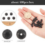 Natural Lava Rock Beads Strands, Round, Black, 6mm, Hole: 0.8mm, about 400pcs/box