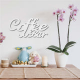 Laser Cut Basswood Wall Sculpture, for Home Decoration, Word Coffee Bar, White, 120x250x5mm