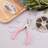 45# Carbon Steel Jewelry Pliers, Wire Looping Pliers, Concave and Round Nose Pliers, Pink, 12.4x6.25x0.95cm, 1pc/set