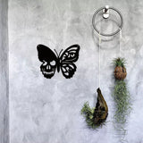 Iron Hanging Ornaments, for Home Wall Decoration, Butterfly with Skull, Matte Gunmetal Color, 239x300x1mm