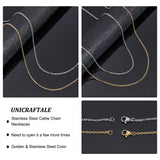 Unisex 304 Stainless Steel Cable Chain Necklaces, with Lobster Claw Clasps, Golden & Stainless Steel Color, 17.7 inch(45cm), 2mm, Link: 2.4x2x0.5mm, 2colors, 10pcs/color, 20pcs/box