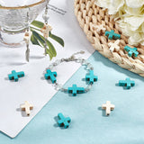Synthetic Turquoise Beads Strands, Dyed, Cross, Mixed Color, 20x15x4mm, Hole: 1mm & 25x18x5mm, Hole: 1mm