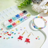 420Pcs 12 Colors 2-Hole Glass Seed Beads, Rubberized Style, Rectangle, Mixed Color, 5x4.5~5.5x2~2.5mm, Hole: 0.5~0.8mm, 35Pcs/color