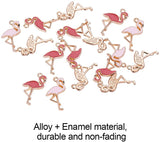 Alloy Enamel Pendants, Flamingo Shape, Light Gold, 26x14x2.5mm, Hole: 1mm, 15pcs/color, 30pcs/box