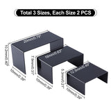 6Pcs 3 Style Acrylic Risers Display, U-Shape Jewelry Display Holder, for Jewelry Display Store Fixture Table Decorations, Black, 12.5~20x10x5.3~10.2cm, 2pcs/style