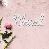 Laser Cut Basswood Wall Sculpture, for Home Decoration Kitchen Supplies, Word Blessed, White, 120x300x5mm