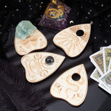 Mini Wood Crystal Ball Display Bases, Crystal Sphere Display Stand, Heart with Tarot Themed Patterns, BurlyWood, 80x63x4.5mm, Hole: 15.5mm, 4pcs/set