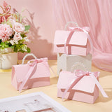 Wedding Favors Box DIY Set, including 1 Sheet Craft Papar, 1Pc Ribbon, 1Pc Beaded Handle, 2 Pairs Round Hook & Loop, for Making Handbag Shaped Paper Gift Package Box, Pink, 12.7~51.3x0.95~15.2x0.02~0.2cm