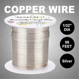 Round Copper Wire, for Wire Wrapped Jewelry Making, Silver, 20 Gauge, 0.8mm, about 98.42 Feet(30m)/roll
