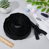 Resin with Polyester Zipper, with Alloy Zipper Head, for Clothing Accessories, Black, 4x1.85cm, 5m/pc
