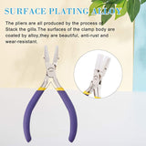 Jewelry Plier Sets, with Carbon Steel Round Nose Pliers & Flat Nose Pliers and Iron Chain Nose Pliers, Purple, 13~14.5x7~8x1~1.3cm, 3pcs/set