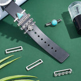 8Pcs 8 Style Half Round & Triangle Synthetic Turquoise Watch Band Charms Set, Alloy Watch Band Decorative Ring Loops, Platinum, 2.1x0.3cm, 1Pc/style