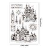 Custom PVC Plastic Clear Stamps, for DIY Scrapbooking, Photo Album Decorative, Cards Making, Castle, 160x110x3mm