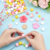 16 Style Food Grade Eco-Friendly Silicone Beads, Chewing Beads For Teethers, DIY Nursing Necklaces Making, Mixed Shapes, Mixed Color, 6.5~30x12~30x10~15mm, Hole: 2~2.3mm, 100pcs/box