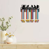 Fashion Iron Medal Hanger Holder Display Wall Rack, 3-Line, with Screws, Black, Running, Sports, 150x400mm, Hole: 5mm