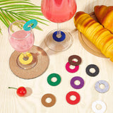 60Pcs 12 Colors Felt Wine Glass Charms, Flat Round, Mixed Color, 35x3mm, 5pcs/color
