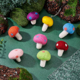 8pcs 8 Colors Handwork Felt Needle Felting Mushroom Ornaments, for Home Decoration Display, Mixed Color, 36~41x32~34mm, 1pc/color