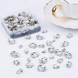 Sew on Rhinestone, Glass Rhinestone, with Platinum Tone Brass Prong Settings, Garments Accessories, Faceted, Teardrop, Clear, 9x7.6x2.7cm, 100pcs/box