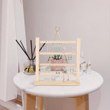 4-Tier Wooden Earring Display Organizer Holder, Detachable Earring Display Stand Jewelry Tower for Earrings Storage, Wheat, Finish Product: 36x7.8x37cm