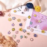 Alloy Enamel Pendants, Flower, Light Gold, Mixed Color, 30pcs/box
