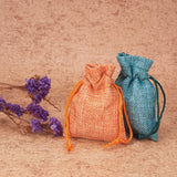 Burlap Packing Pouches Drawstring Bags, Mixed Color, 9x7cm, 10pcs/se