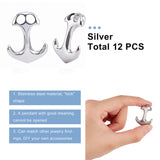 304 Stainless Steel Hook Clasps, For Leather Cord Bracelets Making, Anchor, Stainless Steel Color, 31x24x6mm, Hole: 5x5mm, 12pcs/box