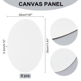 Wood and Linen Painting Canvas Panels, Blank Drawing Boards, for Oil & Acrylic Painting, Oval, White, 20x30x0.3cm