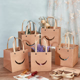 Funny Craft Paper Handbags, Gift Bags with Smiling Shape Clear Windows, Rectangle, Peru, Unfold: 26x15x15cm